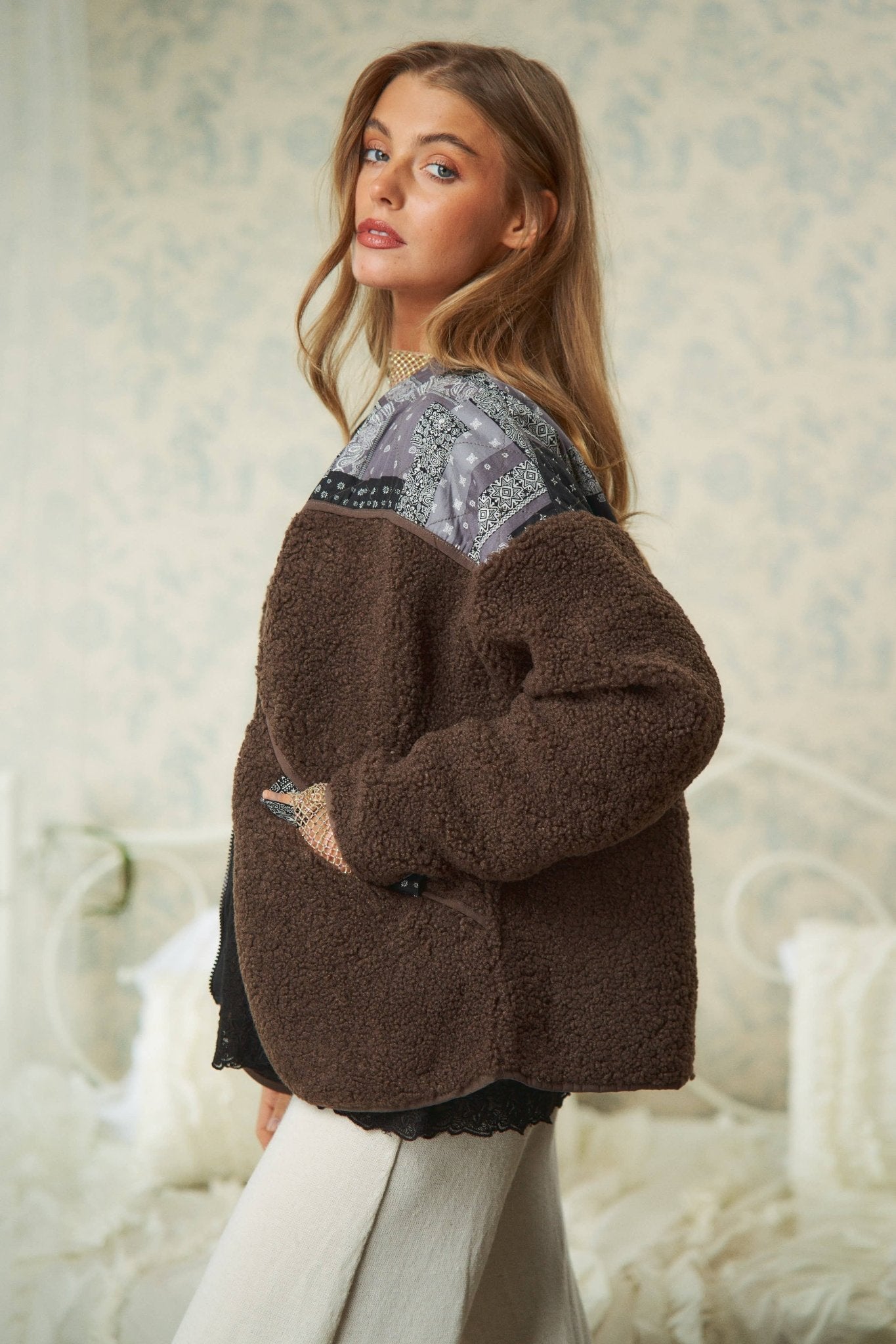 FUR SIDE POCKET LONG SLEEVE ZIPPER FRONT JACKET - Mack & Harvie