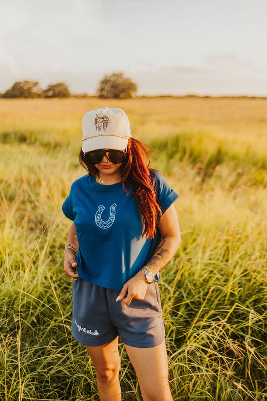 The Cowgirl Club Scuba Shorts in Indigo