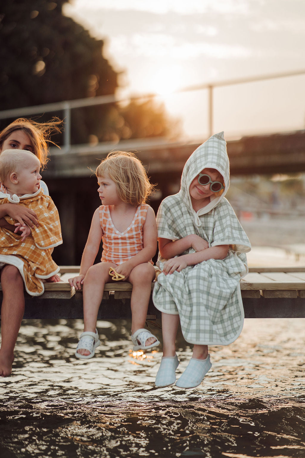 Bathing  Towel Poncho | Organic Cotton - Fern Plaid