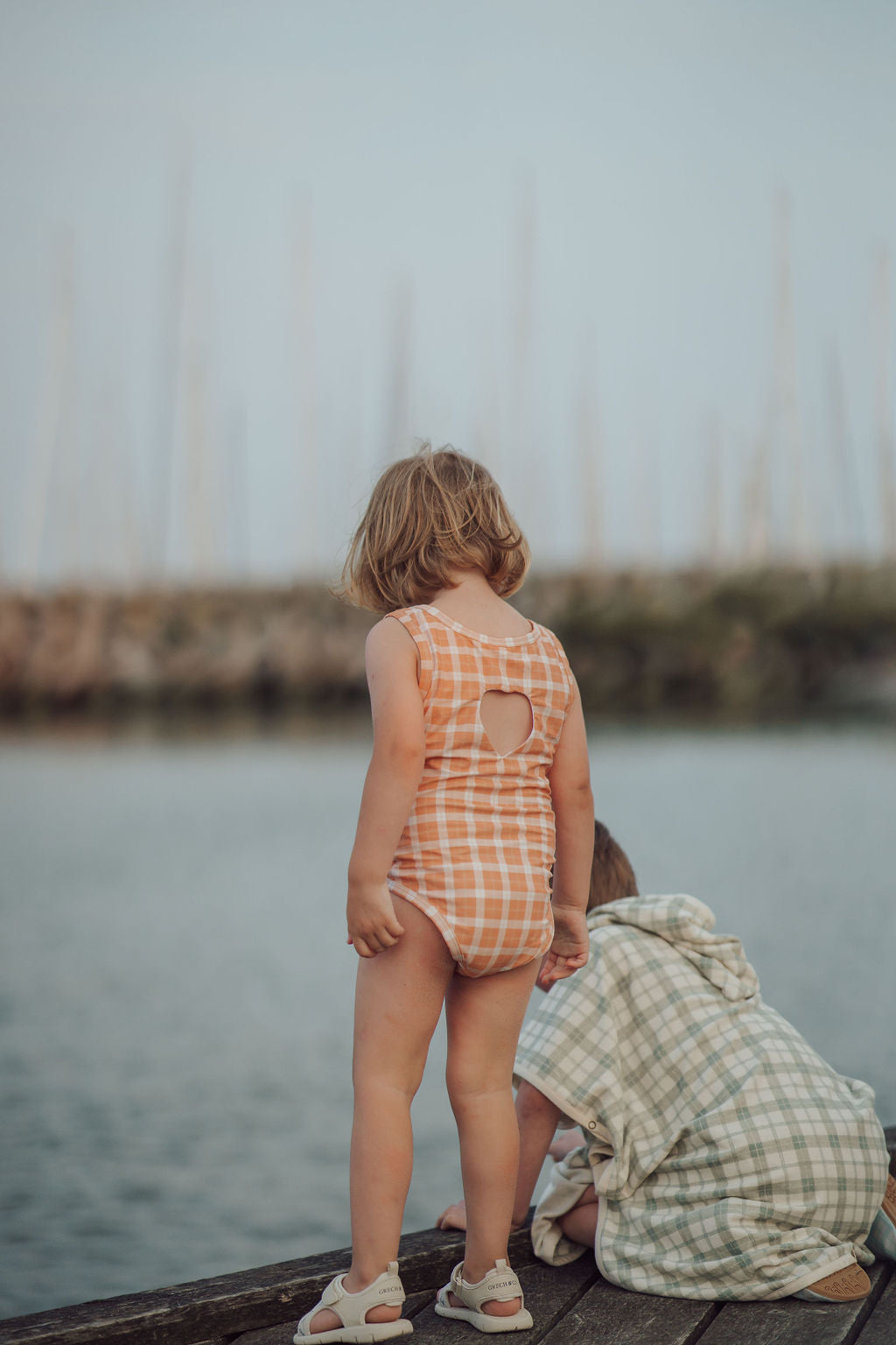 Sweetheart 1 Piece Swimsuit | UPF + Recycled - Buckwheat Plaid