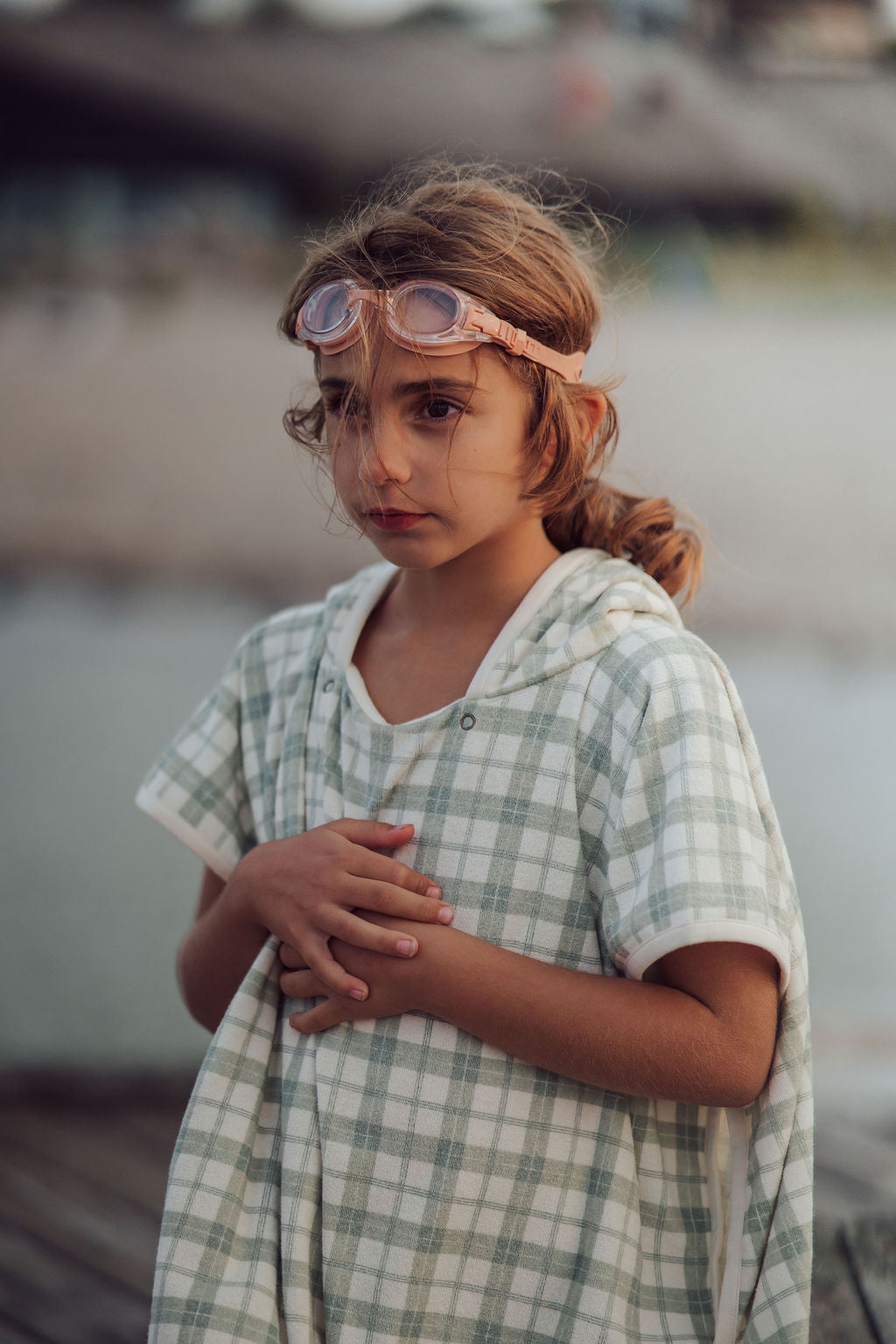 Bathing  Towel Poncho | Organic Cotton - Fern Plaid