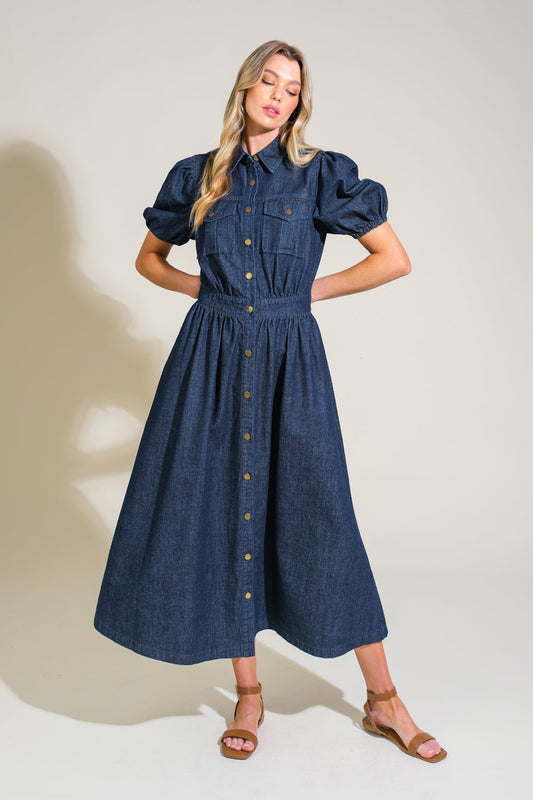 GET THE LOOK DENIM MIDI DRESS - Mack & Harvie