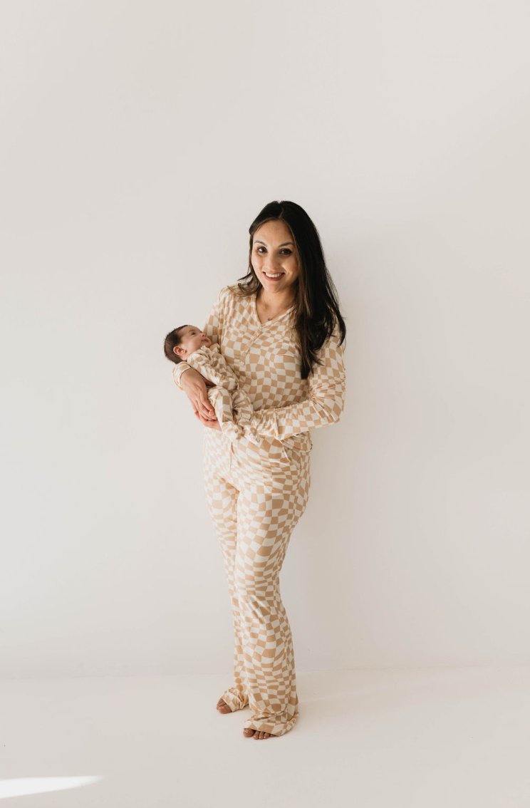 Gold Coast Wavy Checker | Women's Bamboo Pajamas - Mack & Harvie