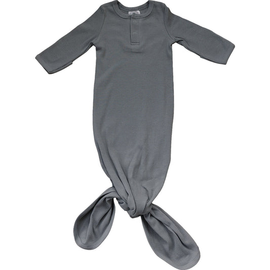 Grey Organic Cotton Ribbed Knot Gown - Mack & Harvie