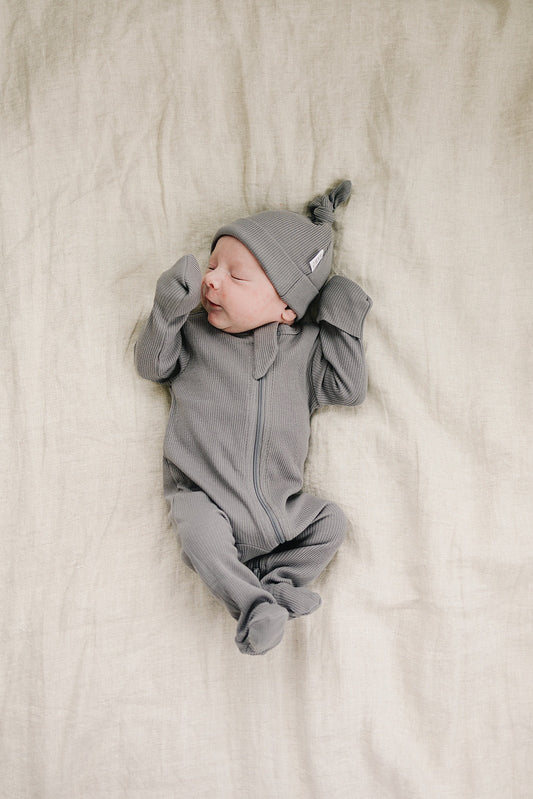 Grey Organic Cotton Ribbed Zipper - Mack & Harvie