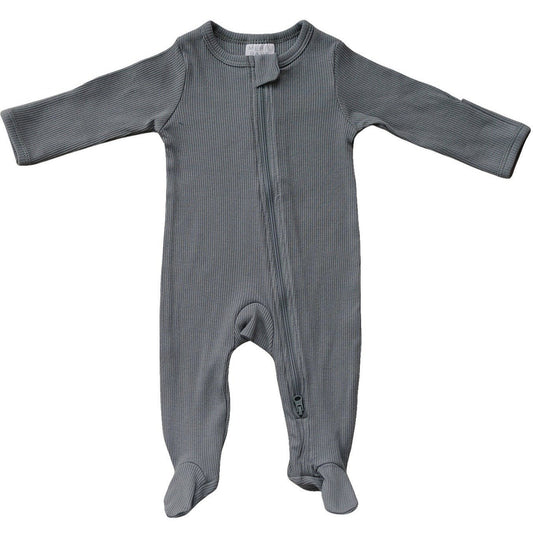 Grey Organic Cotton Ribbed Zipper - Mack & Harvie