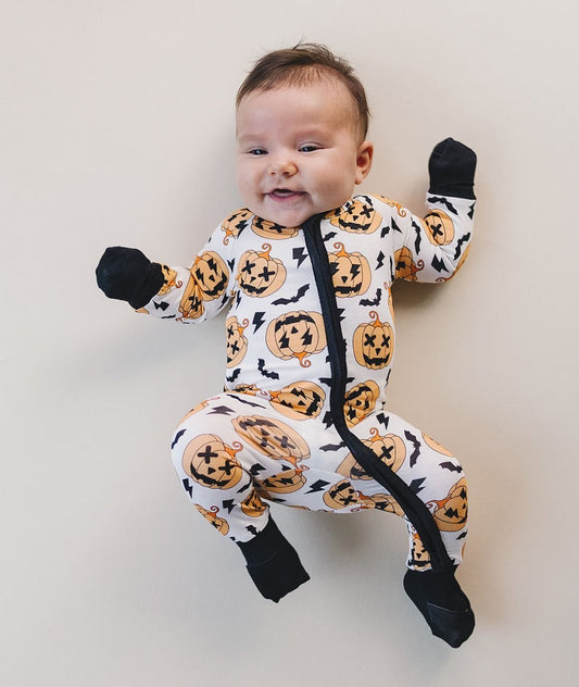 Halloween Bamboo Zip Romper | Black - Mack & Harvie