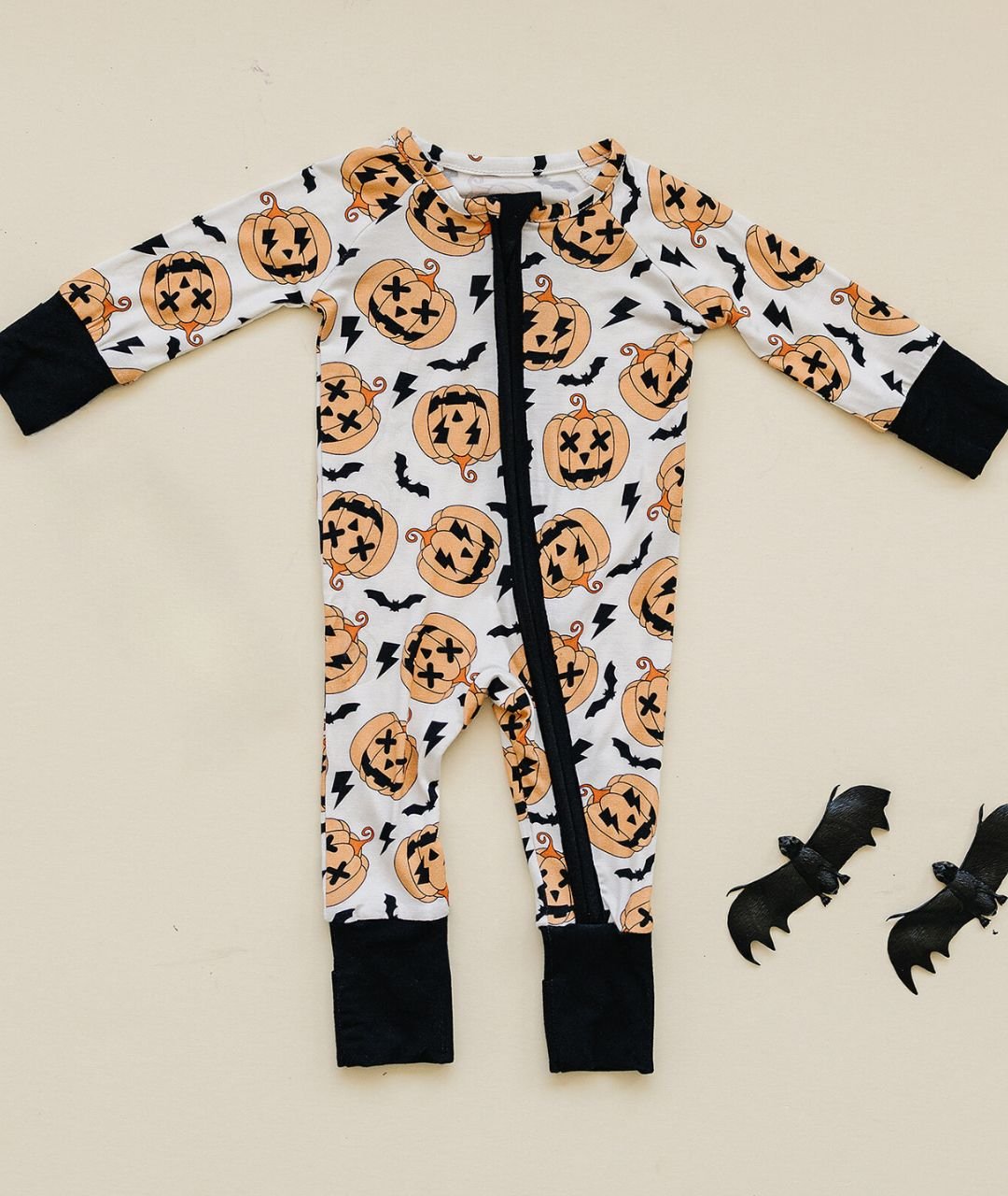 Halloween Bamboo Zip Romper | Black - Mack & Harvie