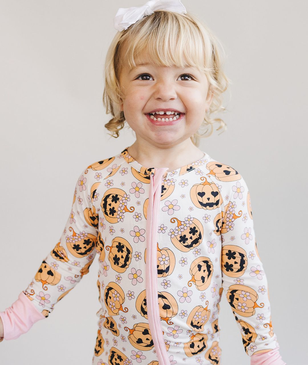 Halloween Bamboo Zip Romper | Pink - Mack & Harvie