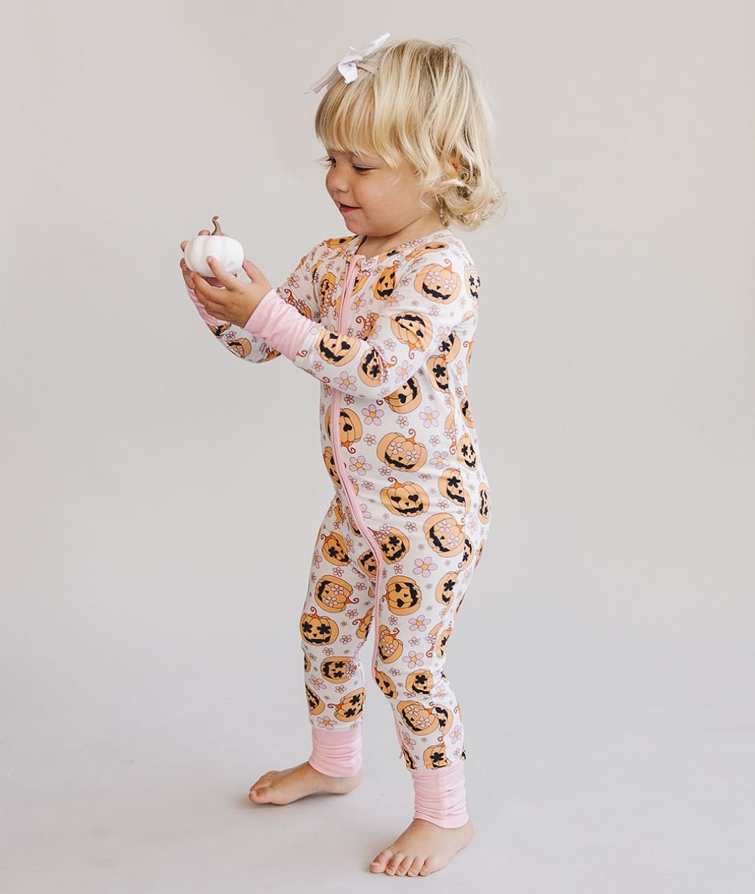Halloween Bamboo Zip Romper | Pink - Mack & Harvie