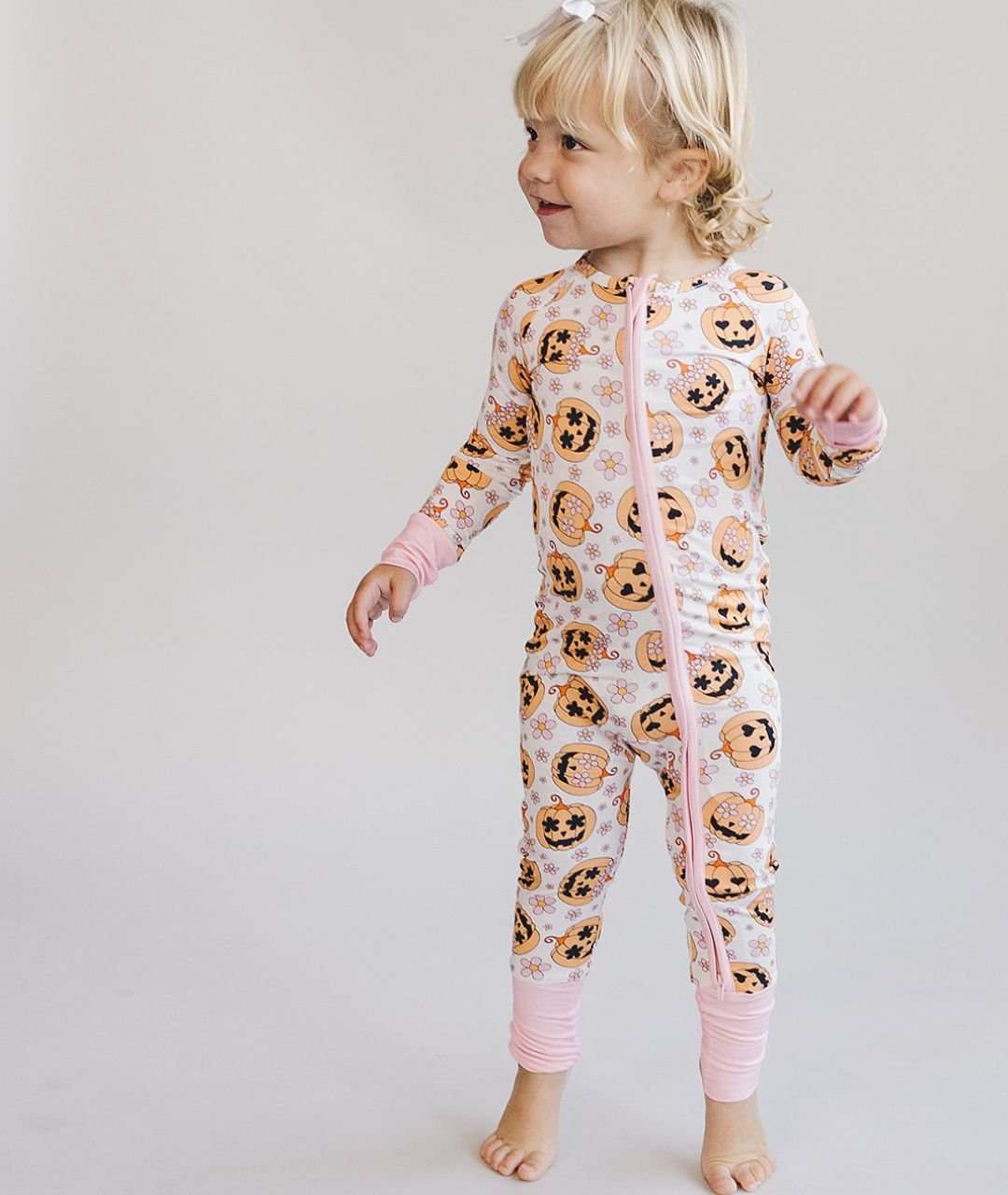 Halloween Bamboo Zip Romper | Pink - Mack & Harvie