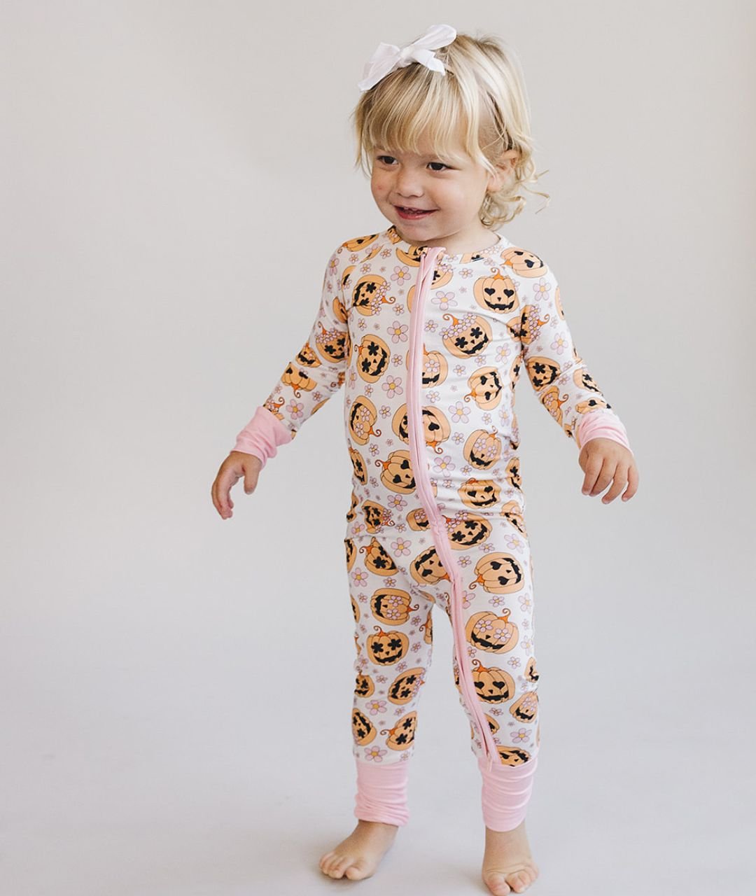 Halloween Bamboo Zip Romper | Pink - Mack & Harvie