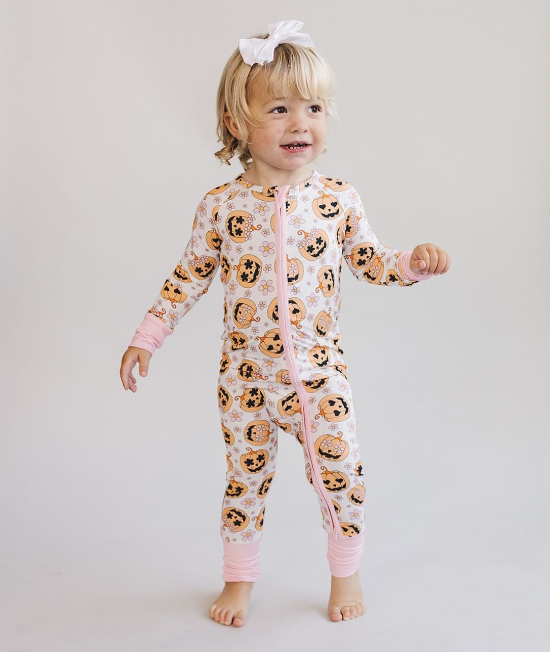 Halloween Bamboo Zip Romper | Pink - Mack & Harvie