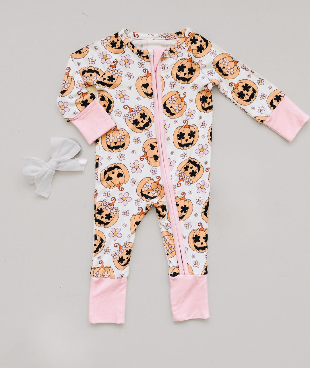 Halloween Bamboo Zip Romper | Pink - Mack & Harvie