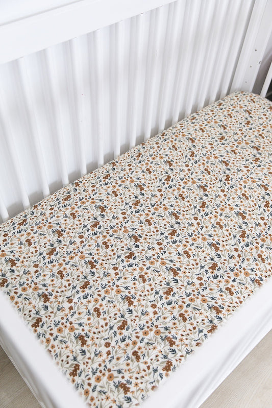 Harvest Floral Muslin Crib Sheet - Mack & Harvie