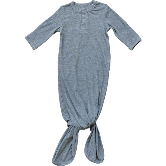 Heather Grey Ribbed Bamboo Knot Gown - Mack & Harvie