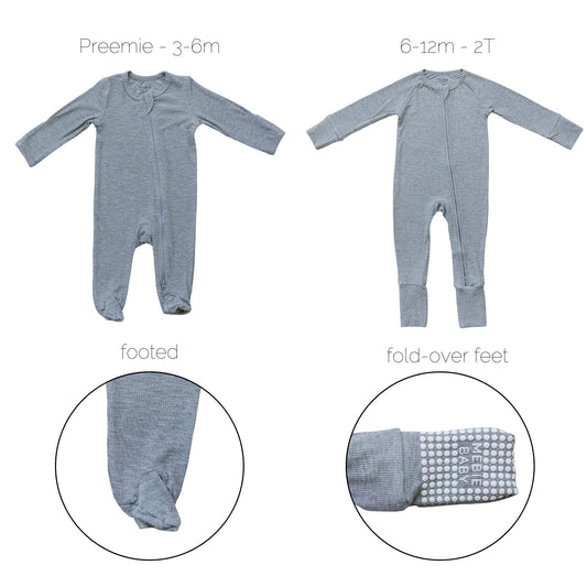 Heather Grey Ribbed Bamboo Zipper - Mack & Harvie