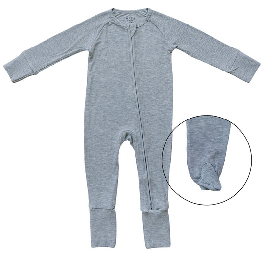 Heather Grey Ribbed Bamboo Zipper - Mack & Harvie