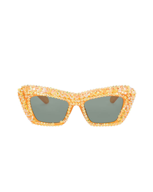 Hipster Rhinestone Cat Eye Sunglasses - Golden Amber - Mack & Harvie
