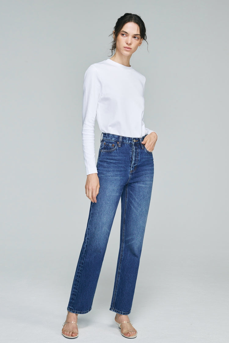 Manhattan High Rise Straight Ankle Jeans