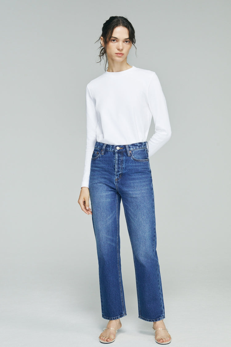 Manhattan High Rise Straight Ankle Jeans