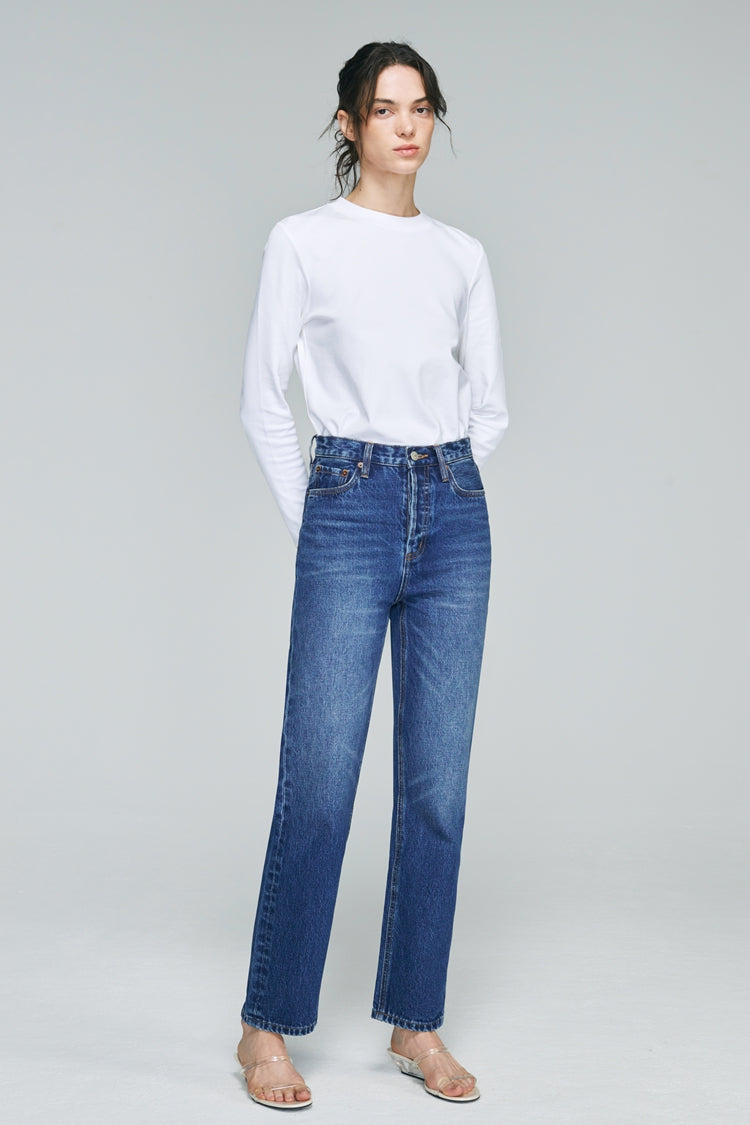 Manhattan High Rise Straight Ankle Jeans