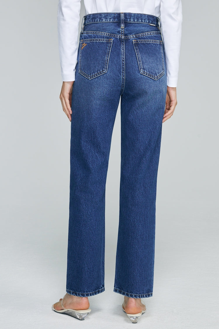 Manhattan High Rise Straight Ankle Jeans