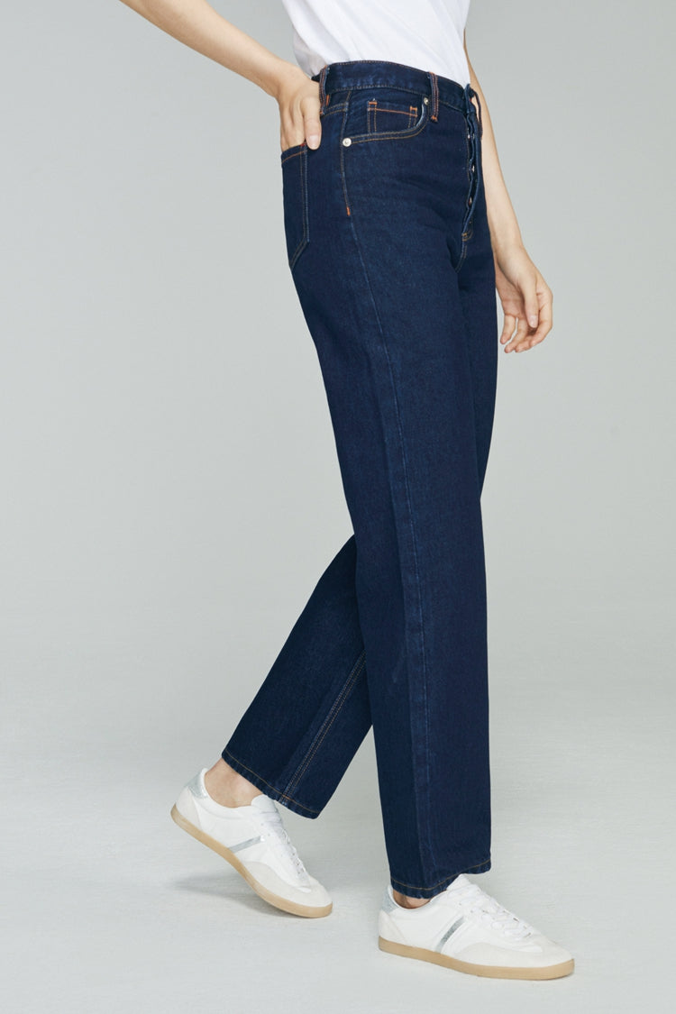 Manhattan High Rise Straight Ankle Jeans