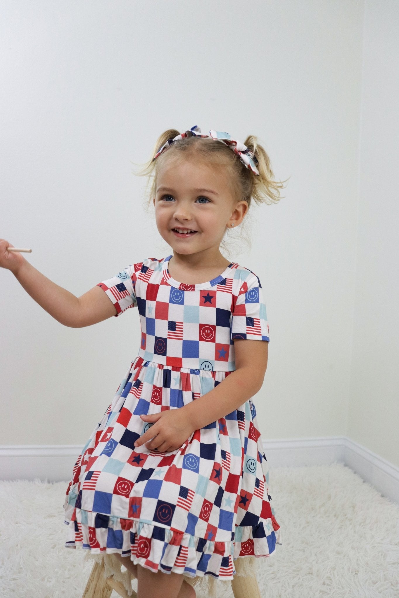 HOME OF THE FREE CHECKERS DREAM BOW HAIR CLIPS - Mack & Harvie