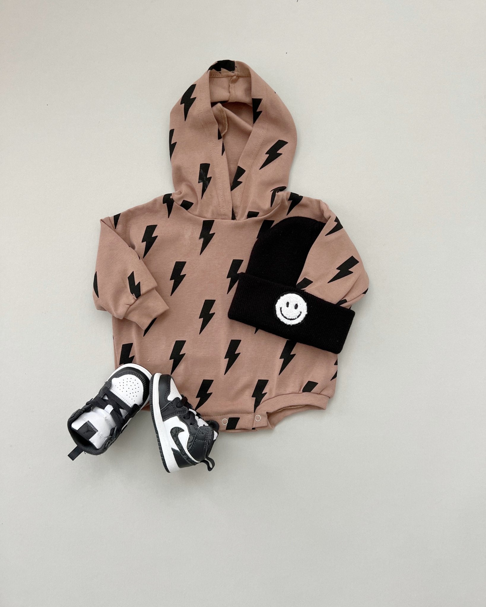 Hooded Bubble Romper | Mocha Bolts - Mack & Harvie