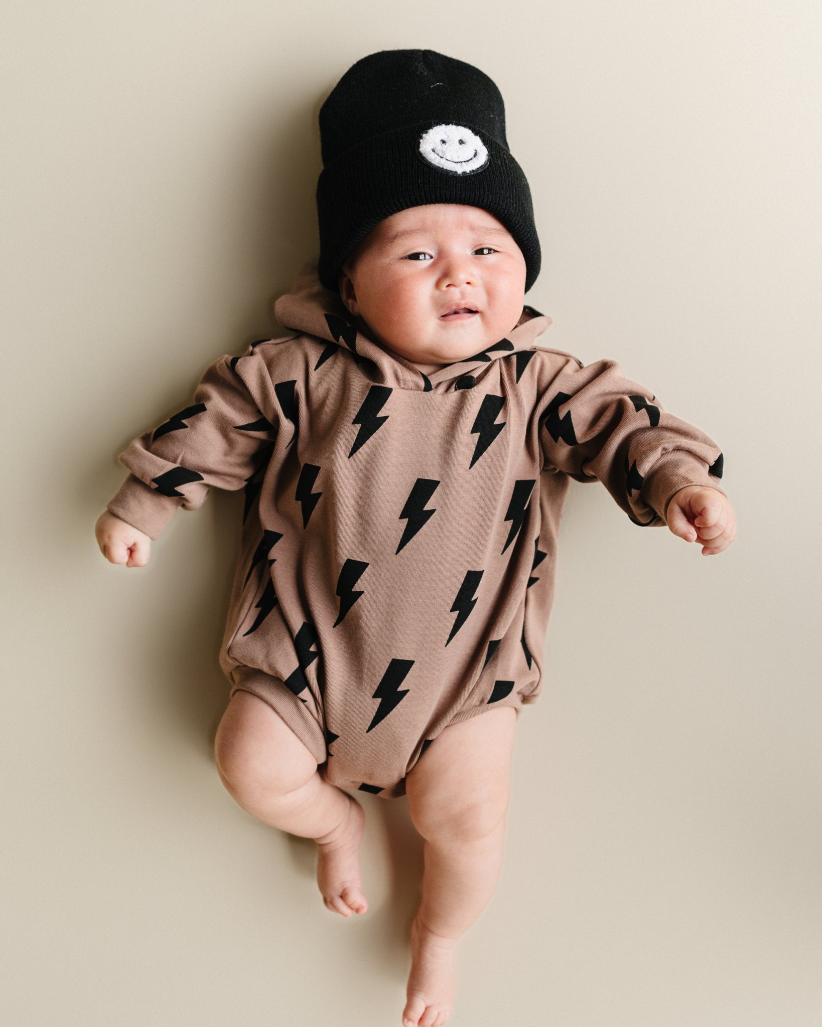 Hooded Bubble Romper | Mocha Bolts - Mack & Harvie