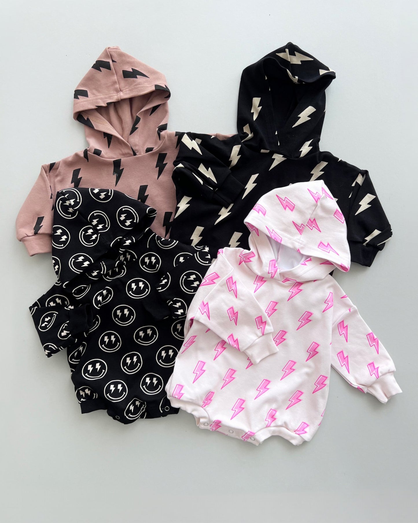 Hooded Bubble Romper | Pink Bolts - Mack & Harvie