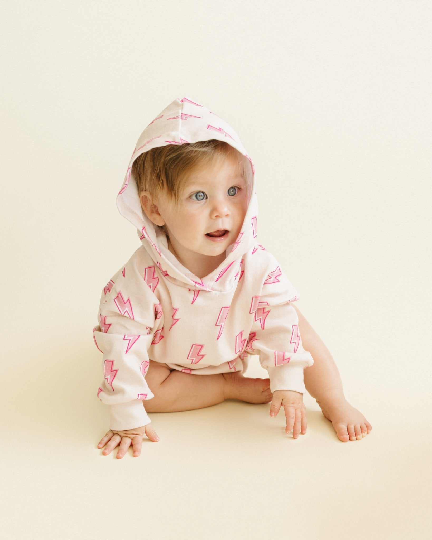 Hooded Bubble Romper | Pink Bolts - Mack & Harvie