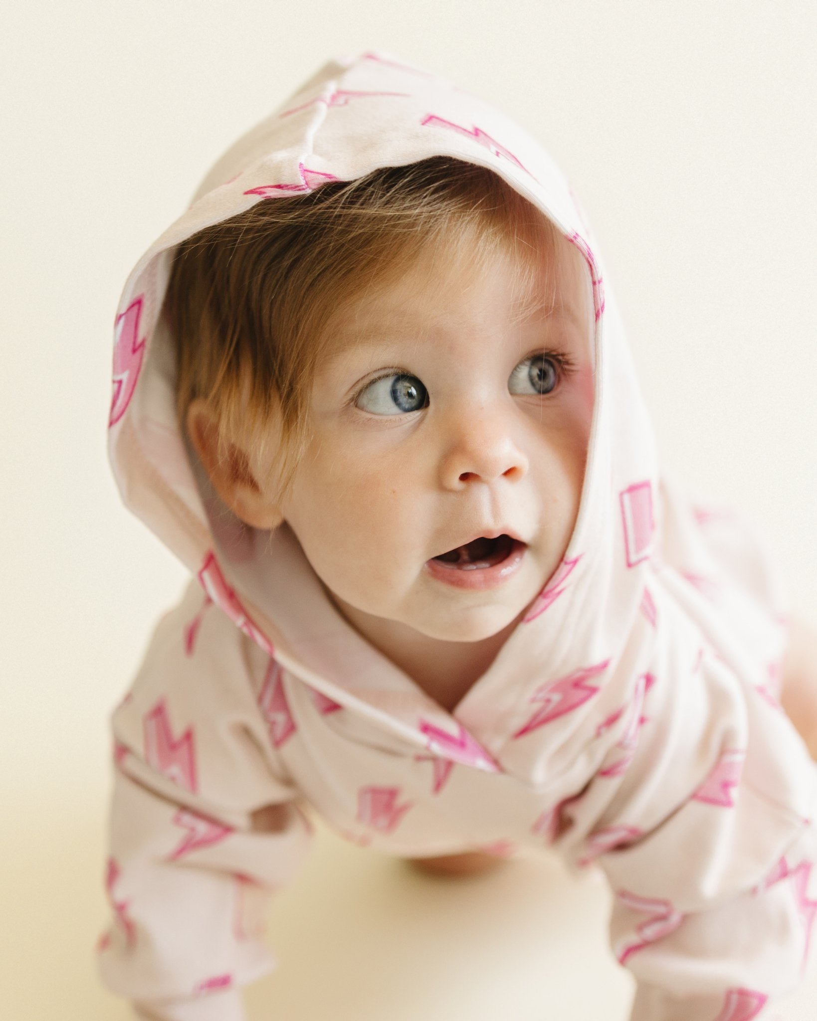 Hooded Bubble Romper | Pink Bolts - Mack & Harvie