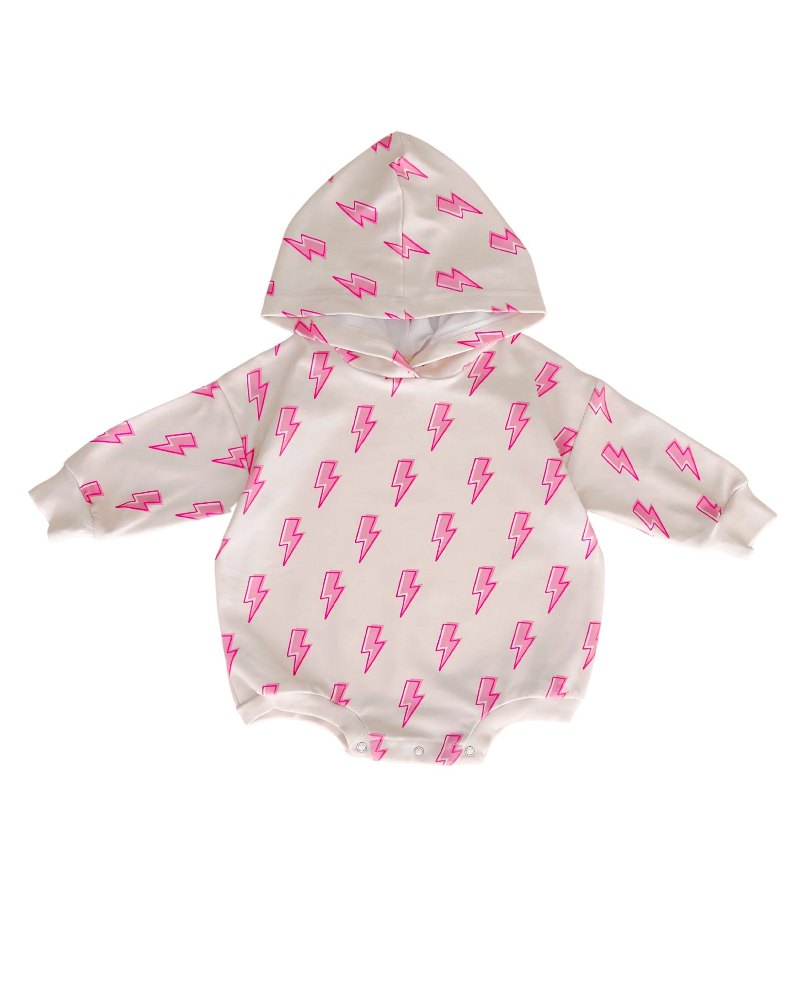 Hooded Bubble Romper | Pink Bolts - Mack & Harvie