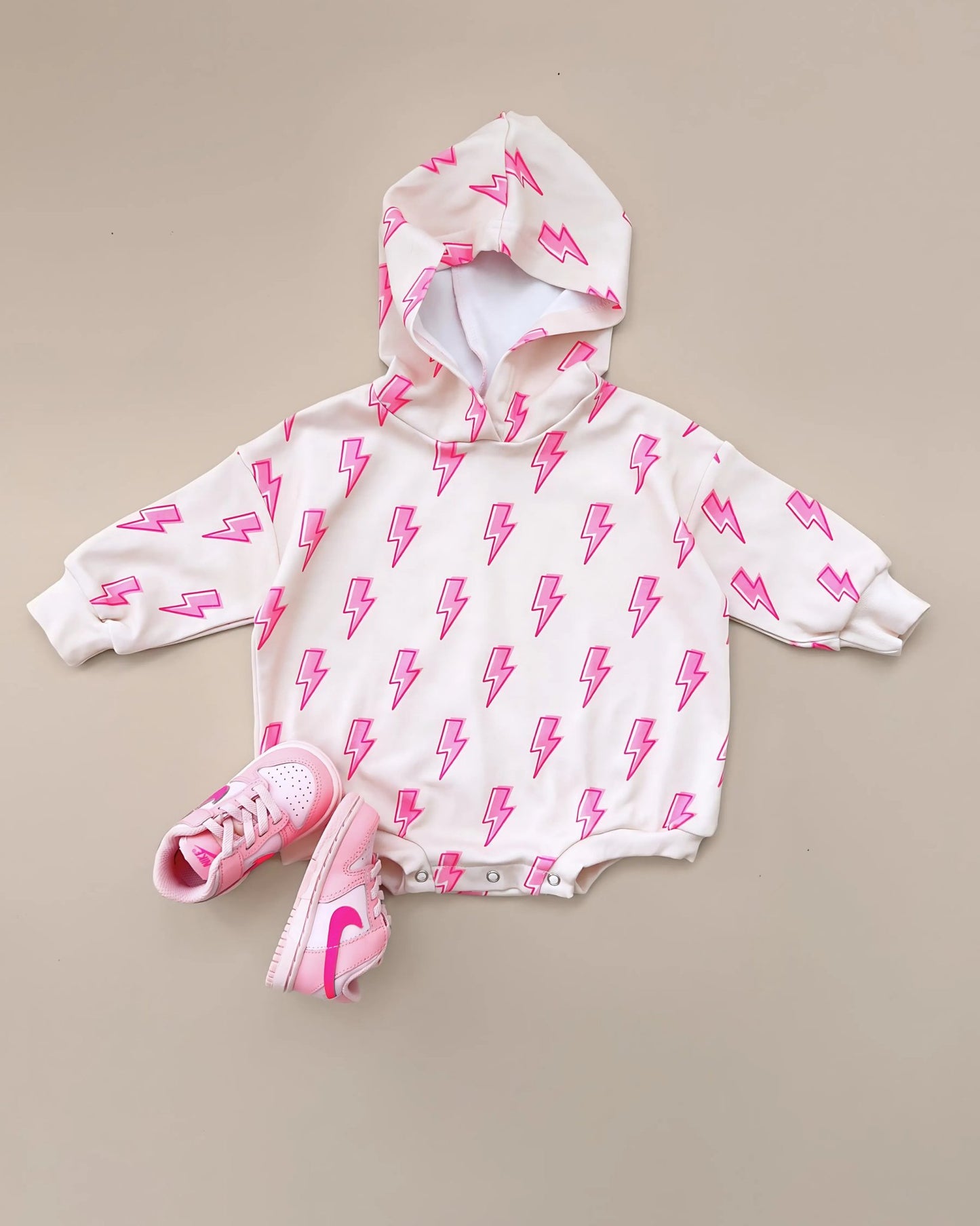 Hooded Bubble Romper | Pink Bolts - Mack & Harvie