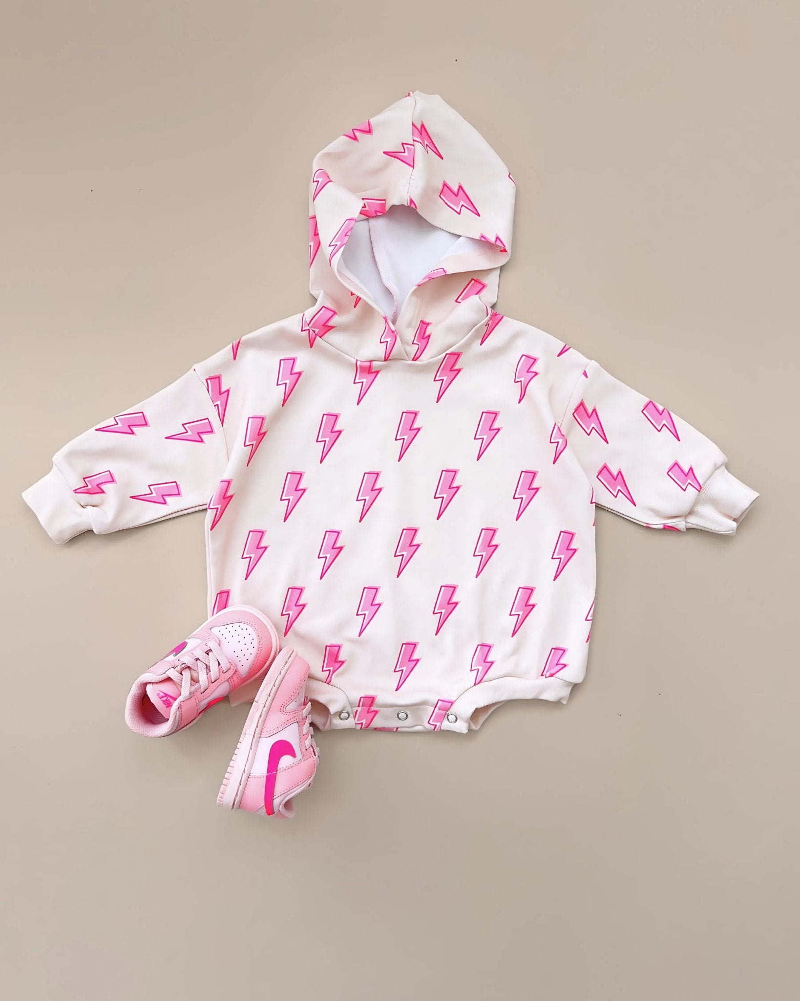 Hooded Bubble Romper | Pink Bolts - Mack & Harvie