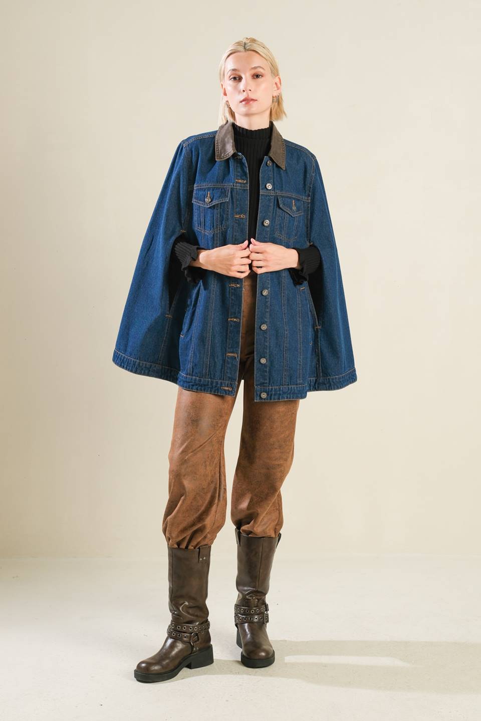 IF THOU MUST LOVE ME DENIM CAPE JACKET - Mack & Harvie
