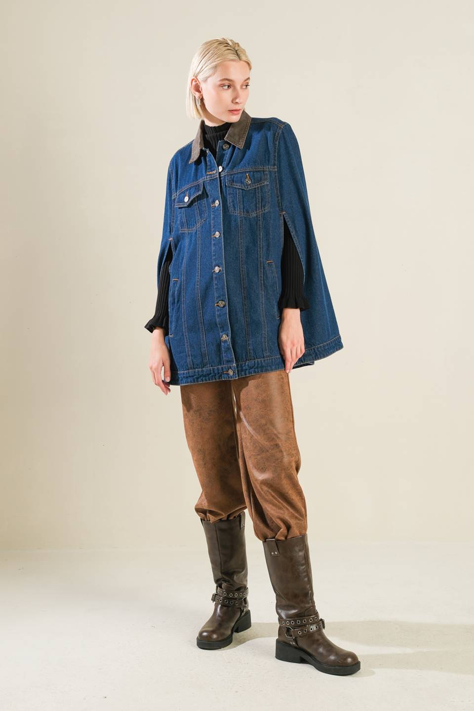 IF THOU MUST LOVE ME DENIM CAPE JACKET - Mack & Harvie