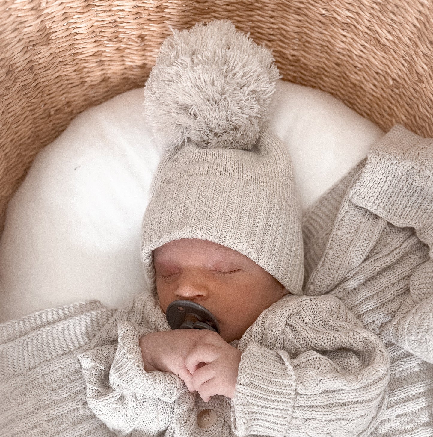 Luna + Luca Pom Beanie - Natural