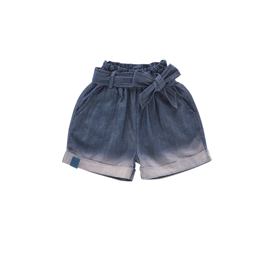 Girls Denim Shorts with Belt - Indigo