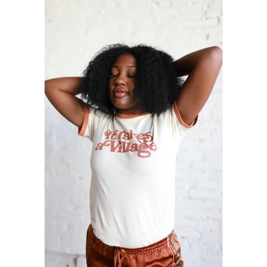 It Takes a Village Adult Retro Ringer T-Shirt