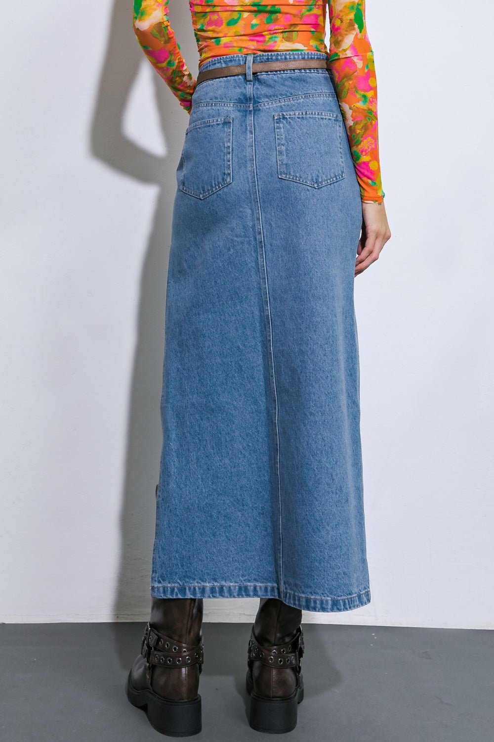 KEEP SHINING DENIM MIDI SKIRT - Mack & Harvie