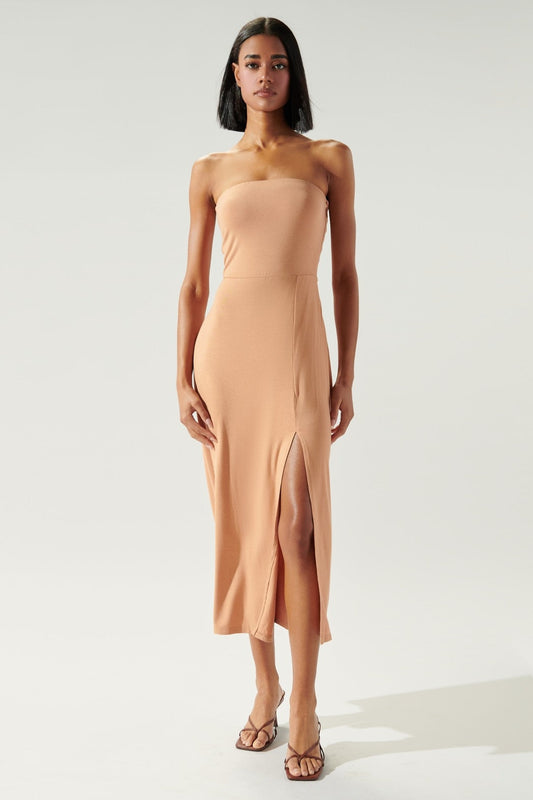 Knit Strapless Midi Dress