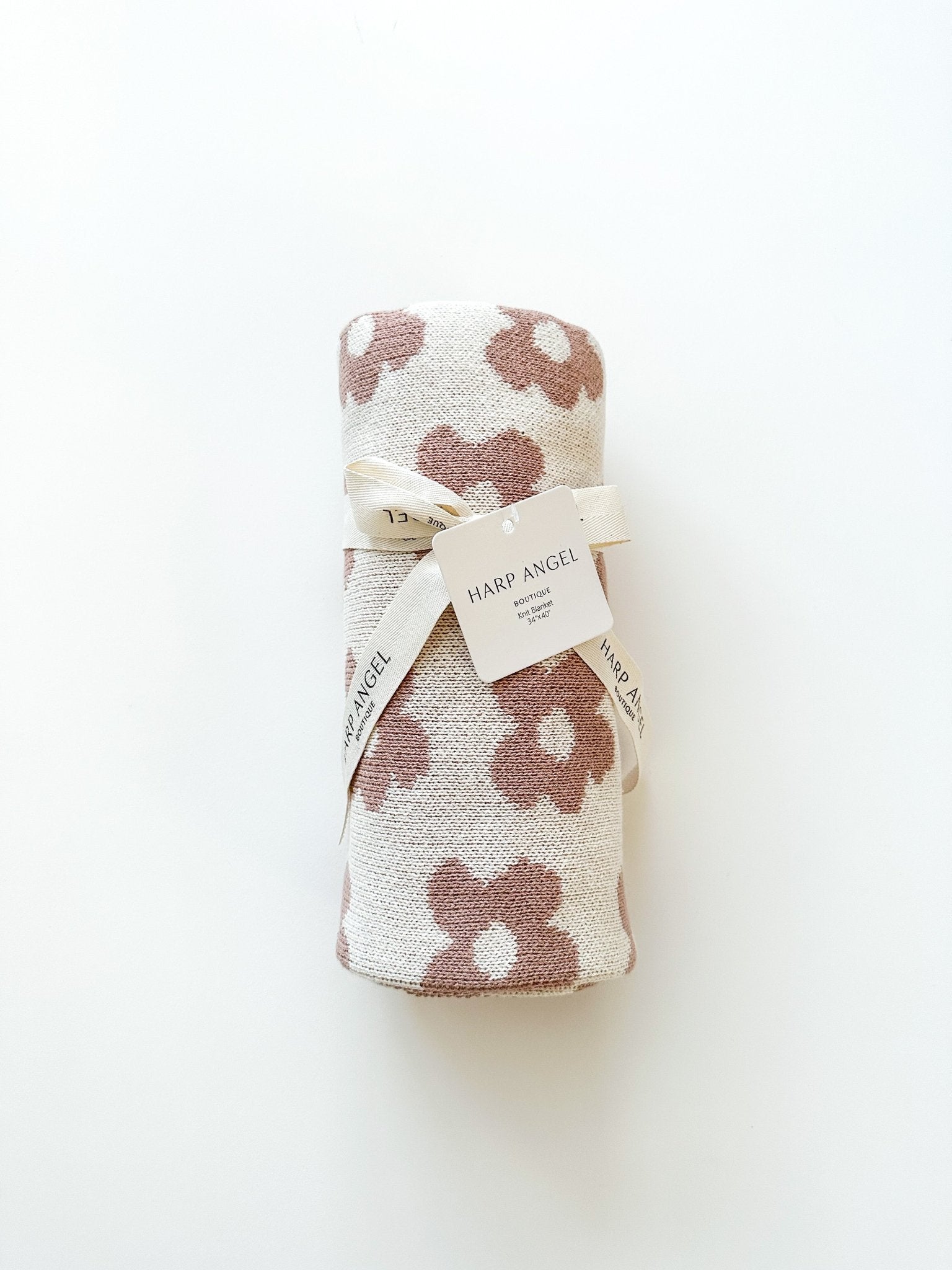 Knitted Baby Blanket - Mocha Daisy - Mack & Harvie
