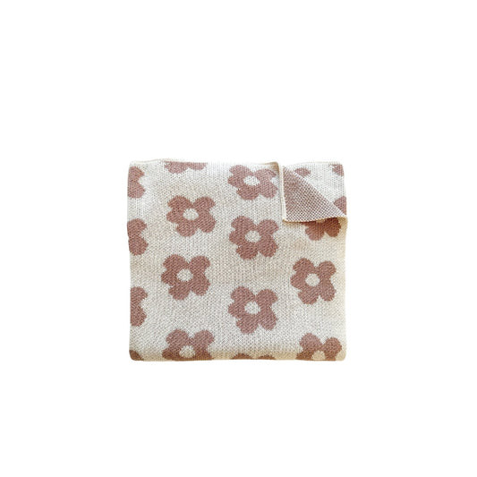 Knitted Baby Blanket - Mocha Daisy - Mack & Harvie