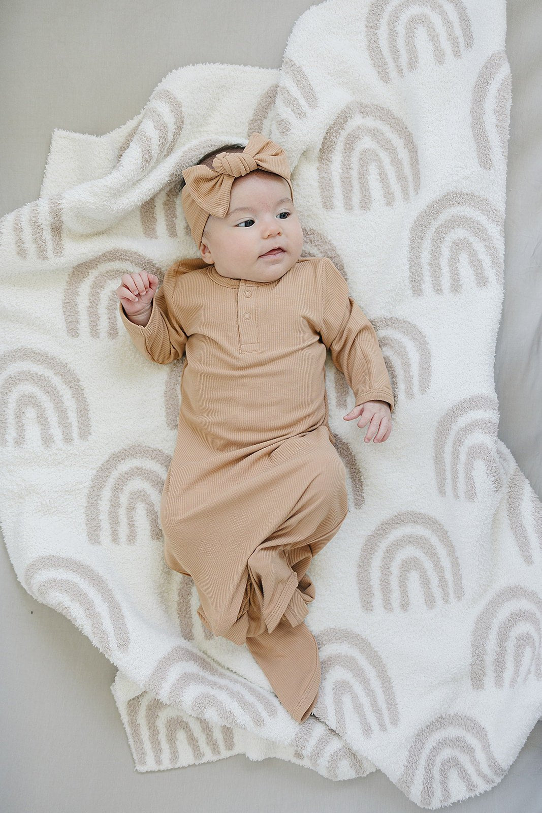 Latte Ribbed Bamboo Knot Gown - Mack & Harvie