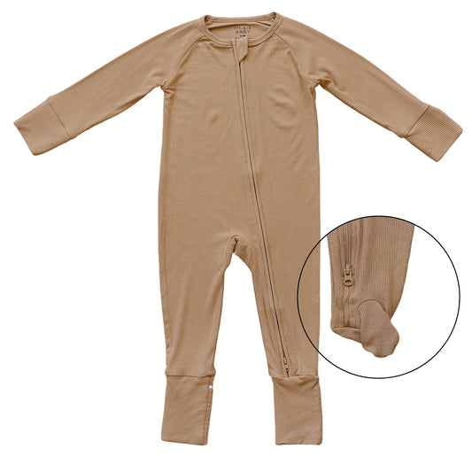 Latte Ribbed Bamboo Zipper - Mack & Harvie