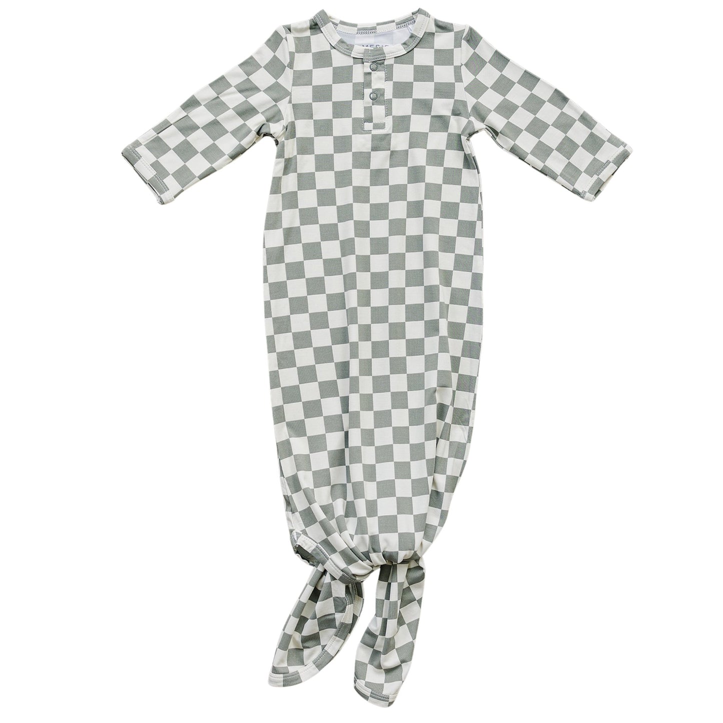 Light Green Checkered Bamboo Knot Gown - Mack & Harvie