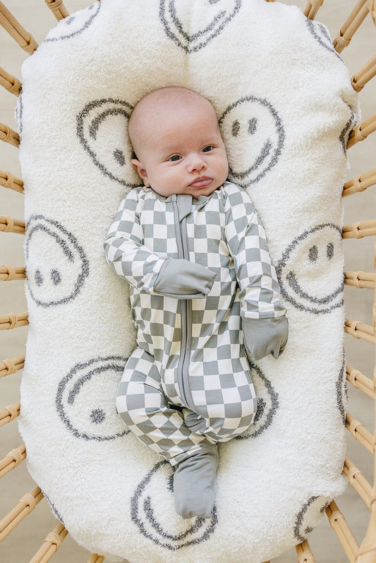 Light Green Checkered Bamboo Zipper - Mack & Harvie
